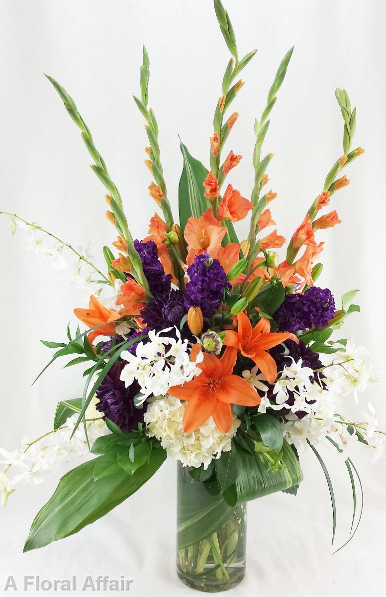 CF0682-Large Contemporary Orange and Purple Arrangement edited-1