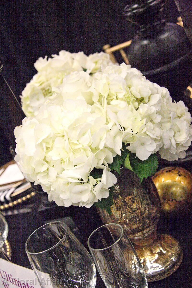 RF0533-Mercury Glass and White Hydrangea Centerpiece-1