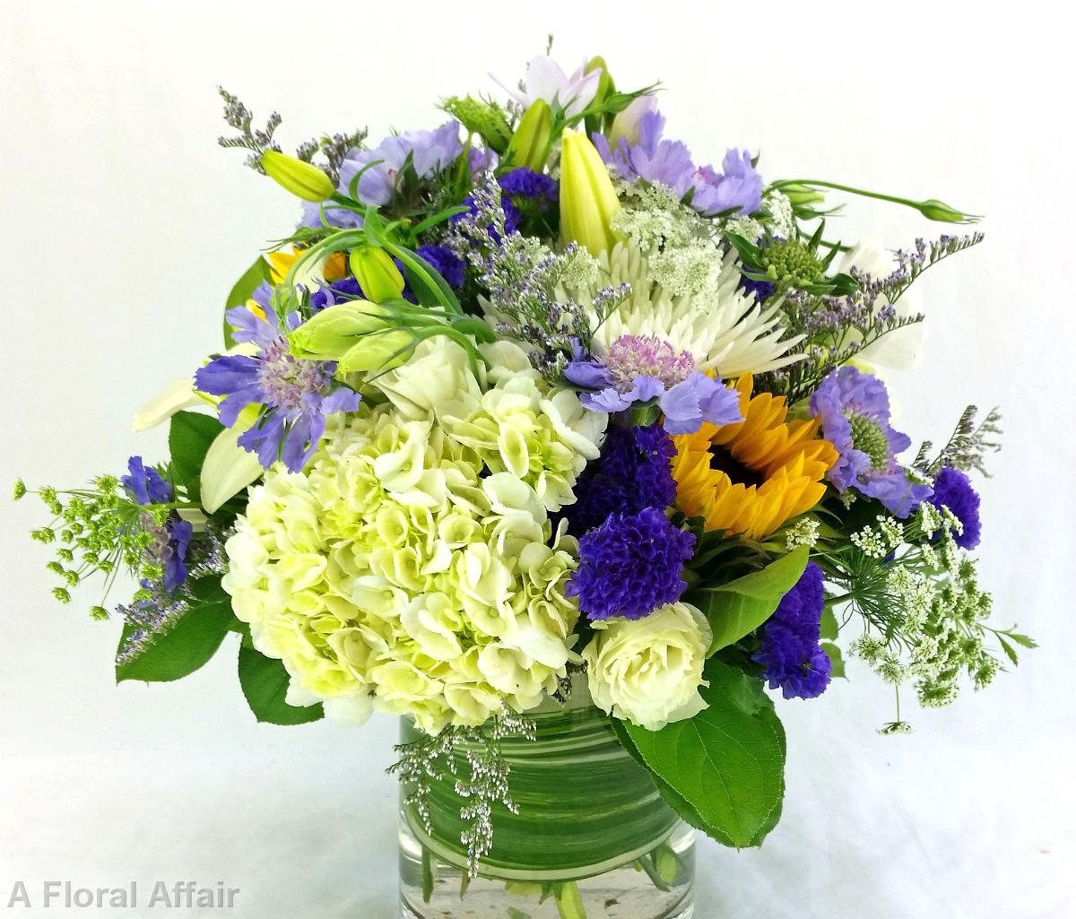 RF1231-Purple, White and Yellow Garden Centerpiece edited-1