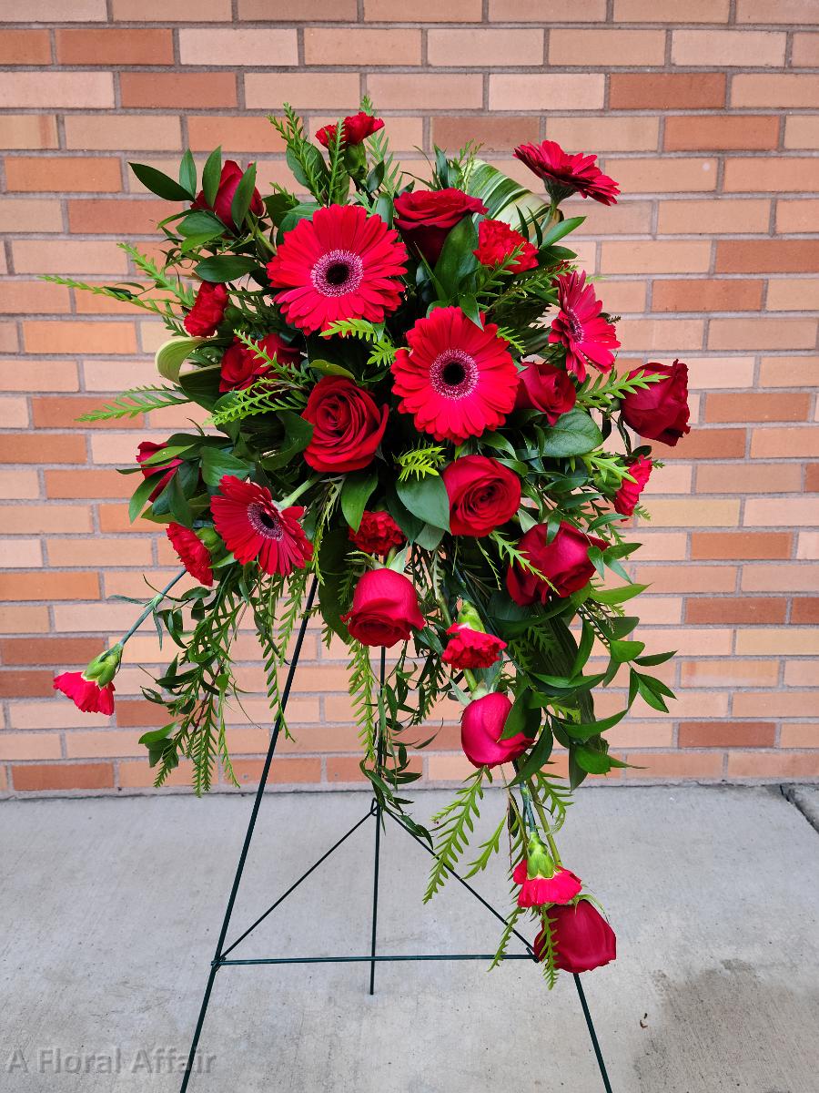 SY0071- Small Easle Spray for Funeral with Red Flowers