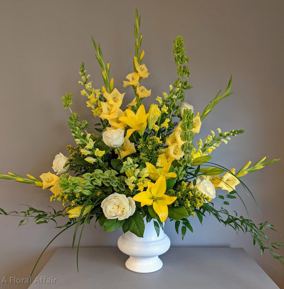 SY0098- Yellow and Green Funeral Arrangement