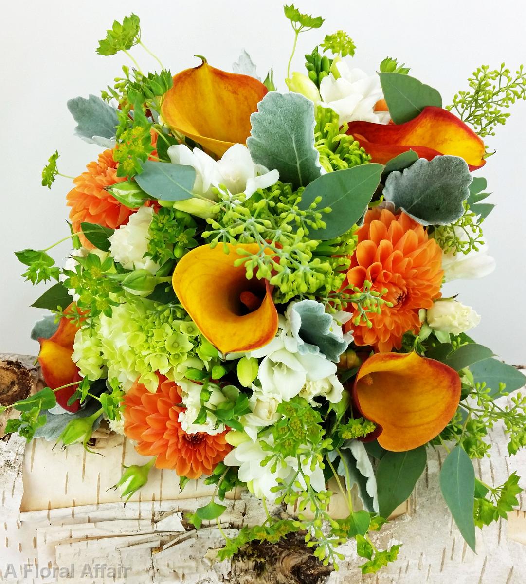 BB1143A-Orange, White and Green Brides Garden Bouquet