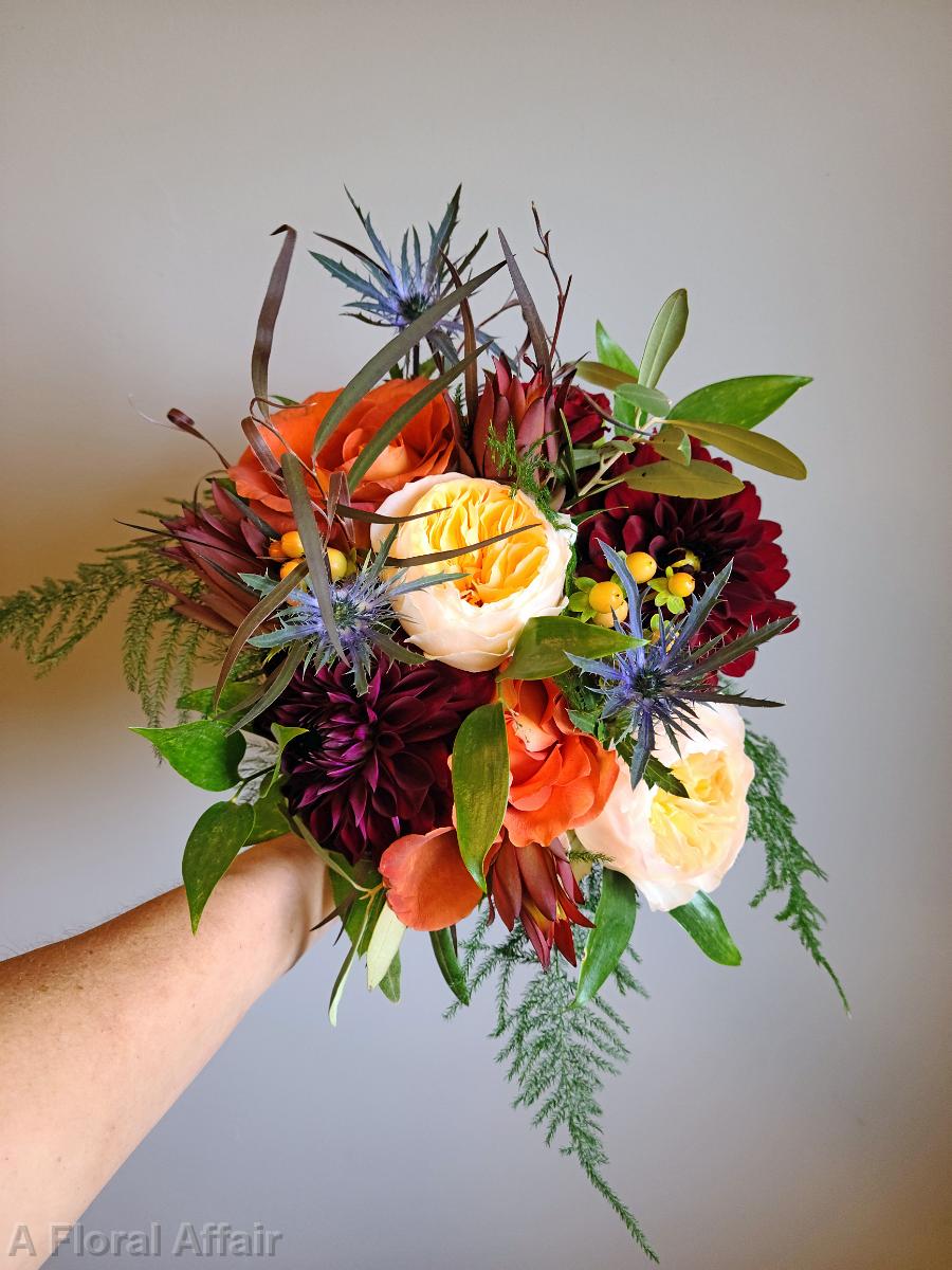 BB163-3Wine and Sienna Bridesmaids Bouquet