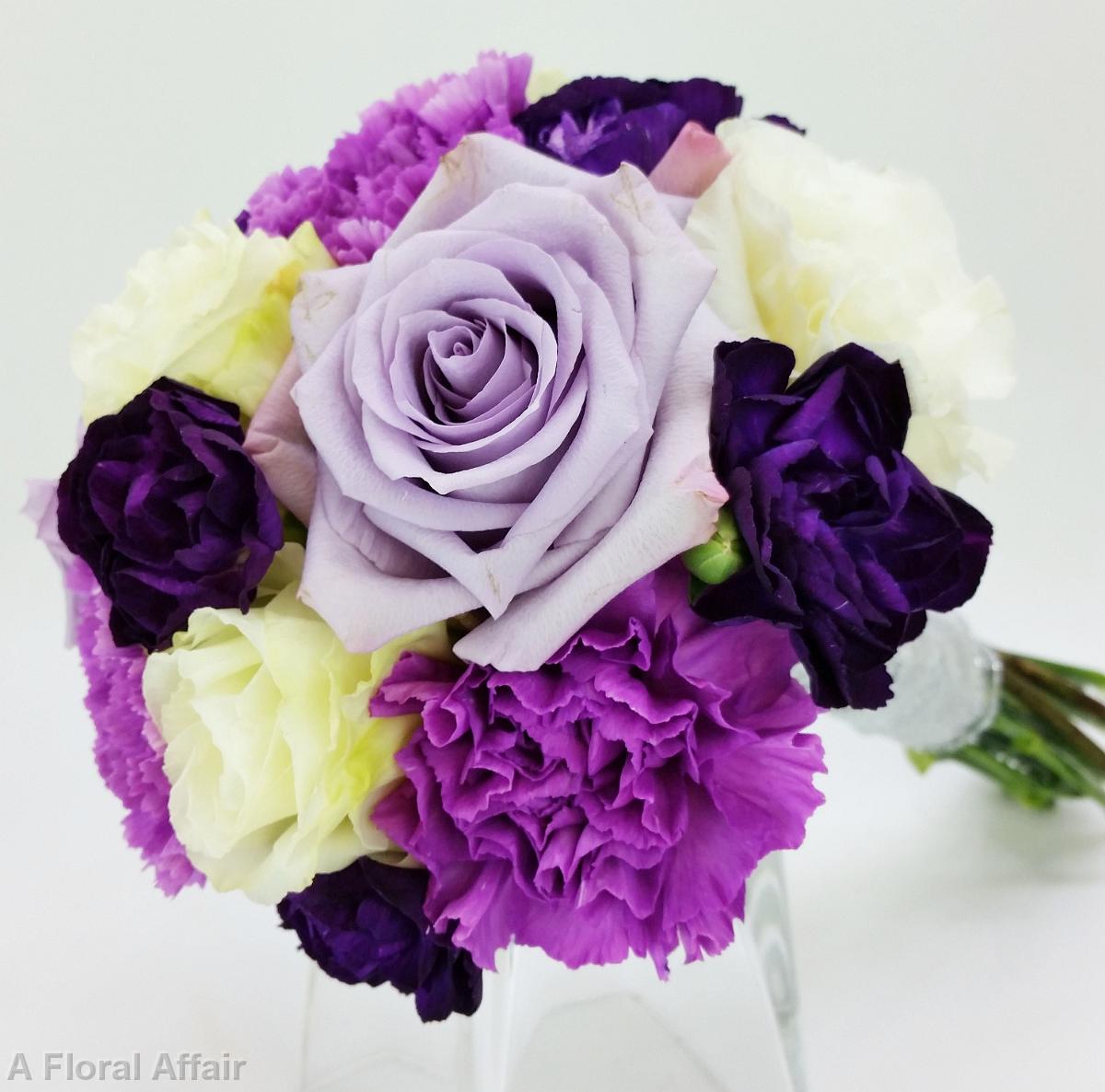 BB1110A-Purple and White Carnation Bouquet