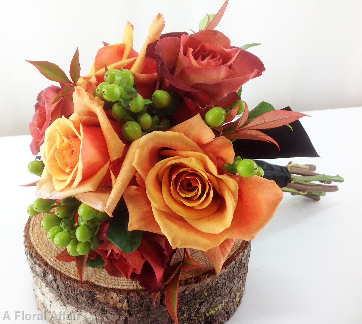 BB0833-Fall Rose Bridesmaids Bouquet