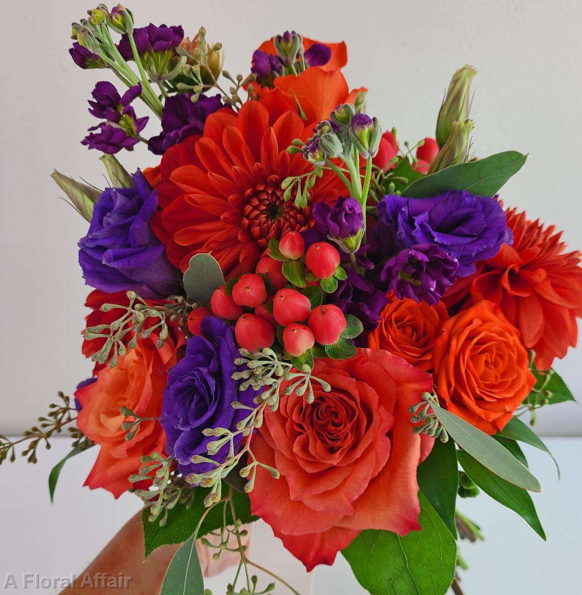 BB1563-Summer Orange & Purple Bridesmaid Bouquet-AFA-Laptop