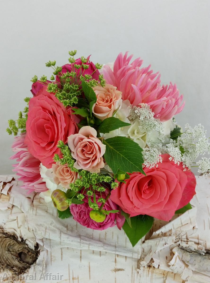 BB1156-Bright Pink and Coral Wedding Bouquet