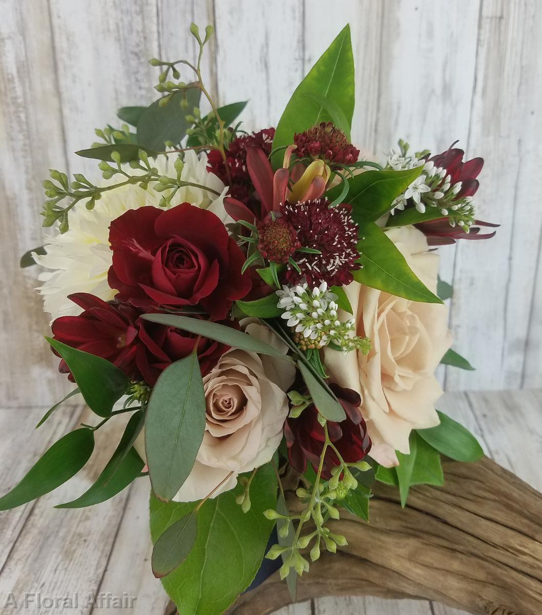 BB1455-Petal Pink and Wine Bridal Bouquet-1