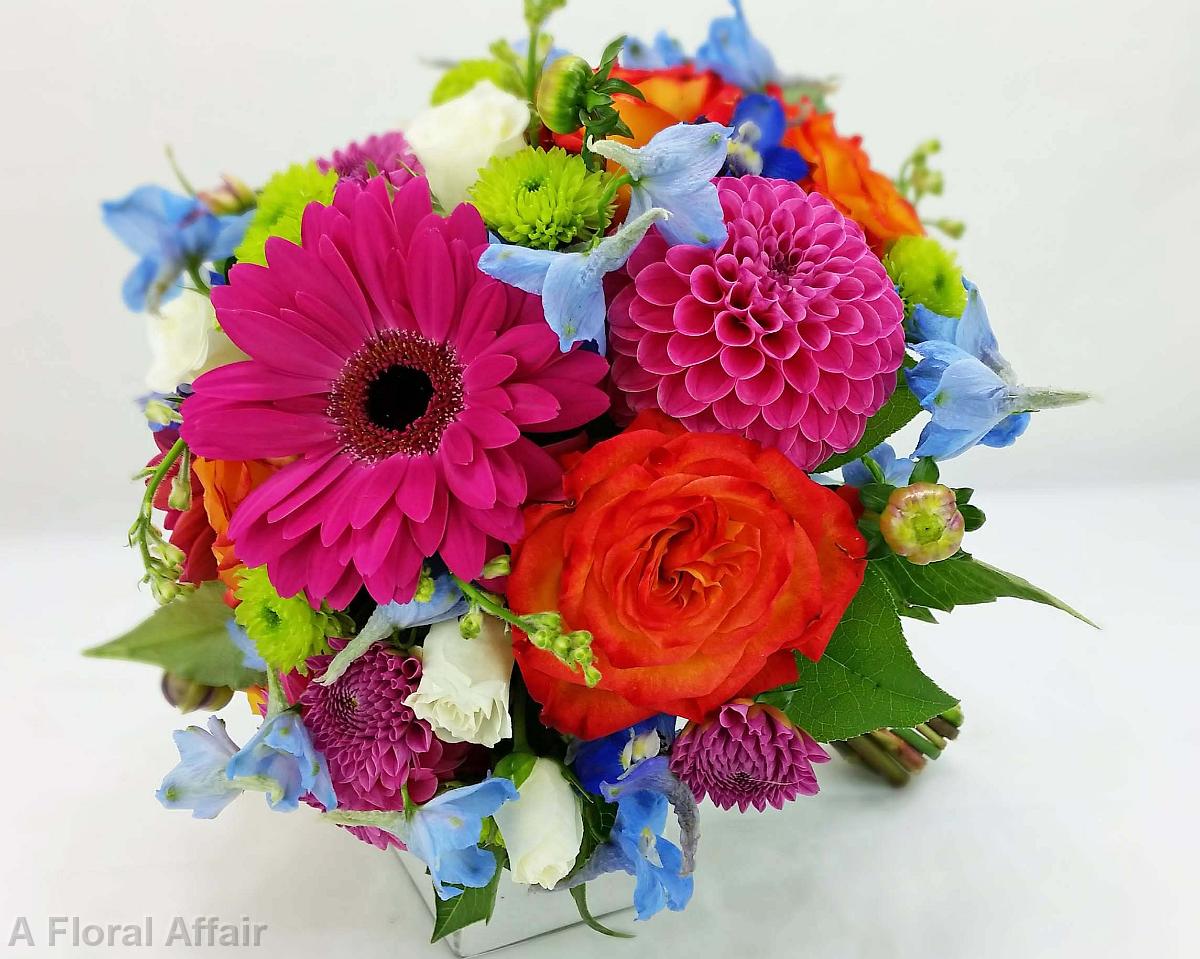 BB1227-Bright Magenta and Blue Brides Bouquet