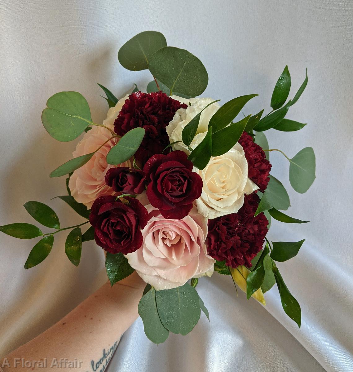 BB1668- Burgundy and Blush Bridesmaid Bouquet