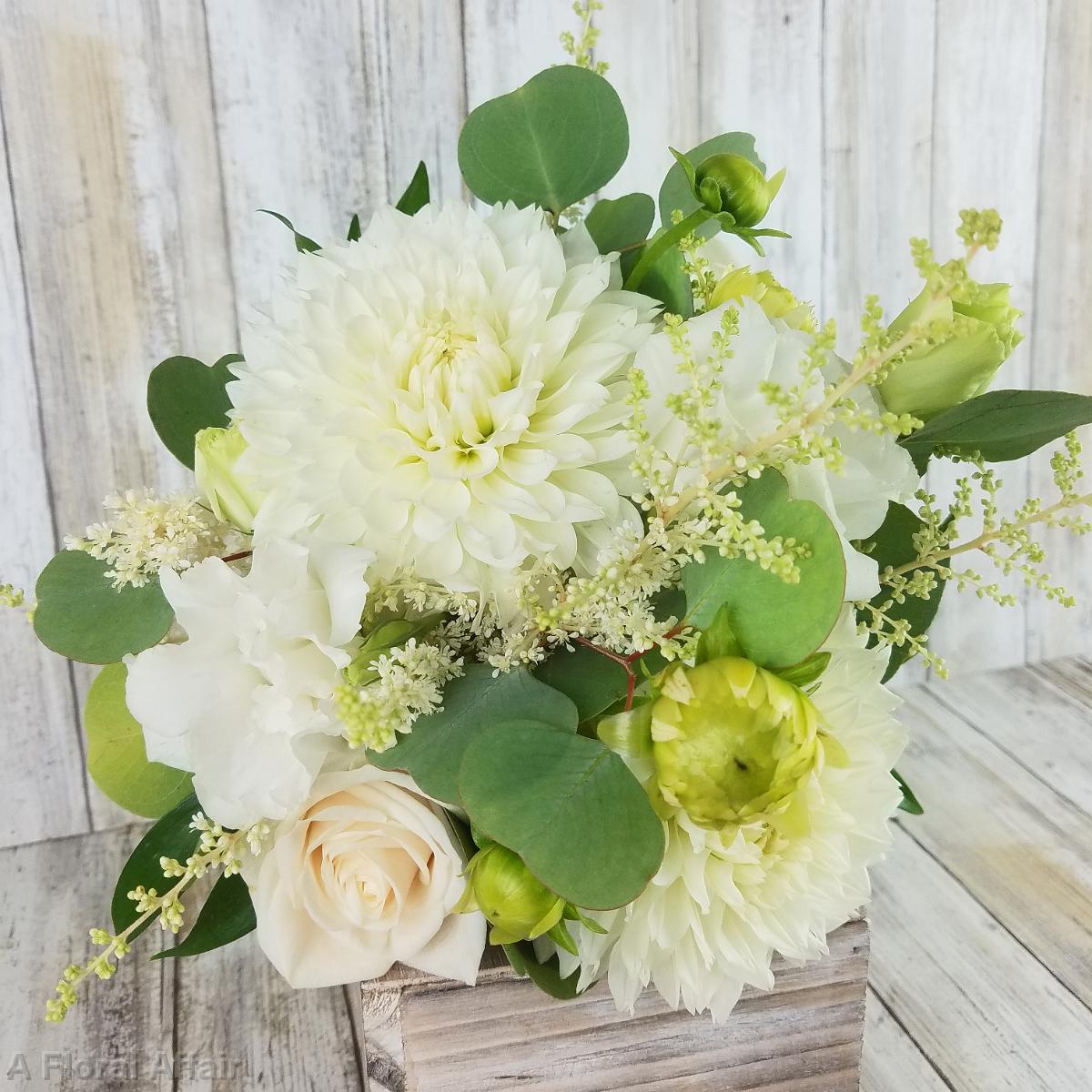 BB1491-White Astilbie, Dahlia and Rose Bridesmaids Bouquet