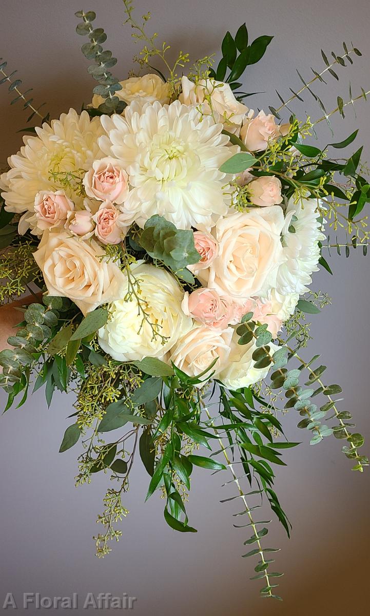 BB1669- White and Pink Cascading Bouquet