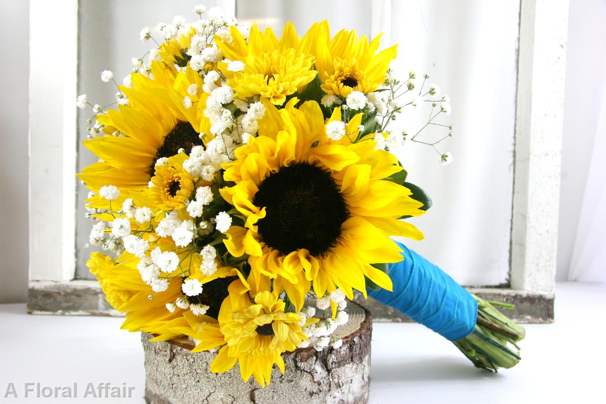 BB0888-Sunflower and Baby's Breath Bouquet