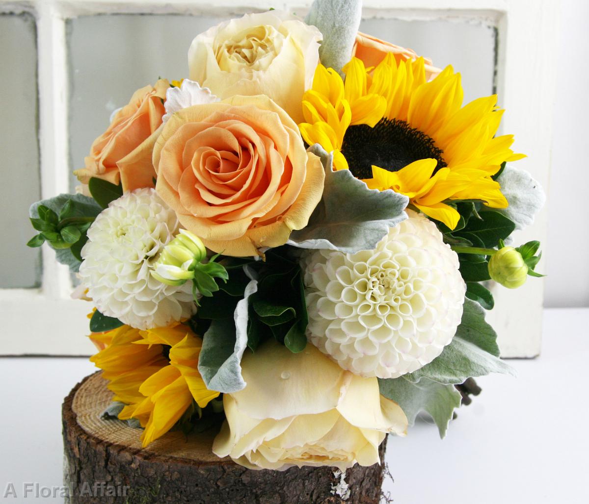 BB0898-Light Orange and Yellow Brides Bouquet