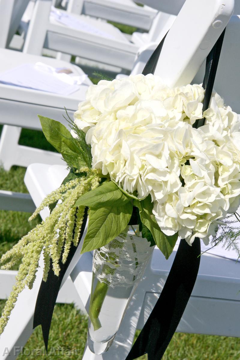 AM0612-Elegant Lace and White Hydrangea  Aisle Marker