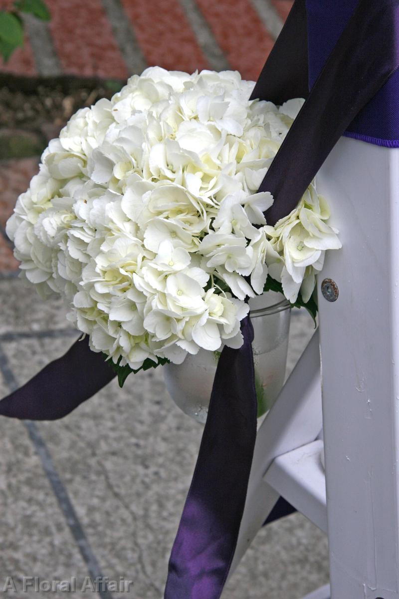 AM0613-White Hydrangea Ceremony Chair Accent