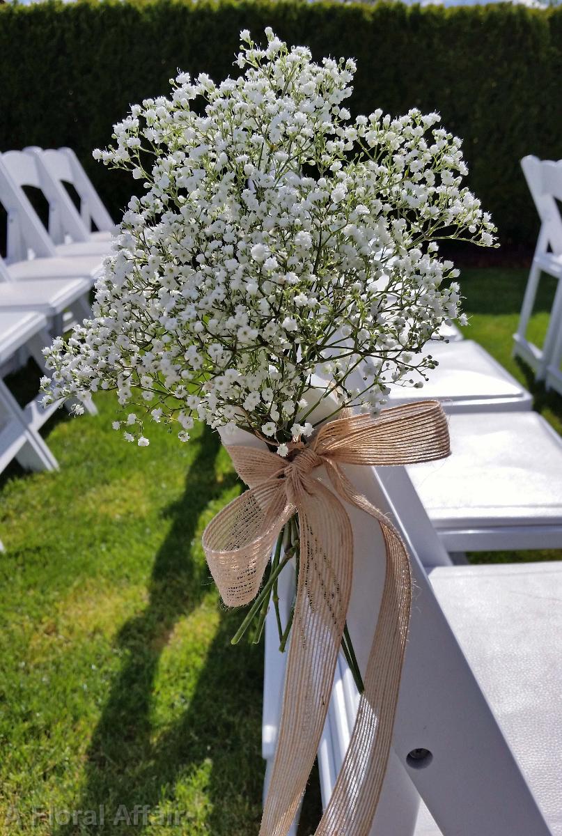 CF0734-Baby's Breath Aisle Marker with Burlap Bow