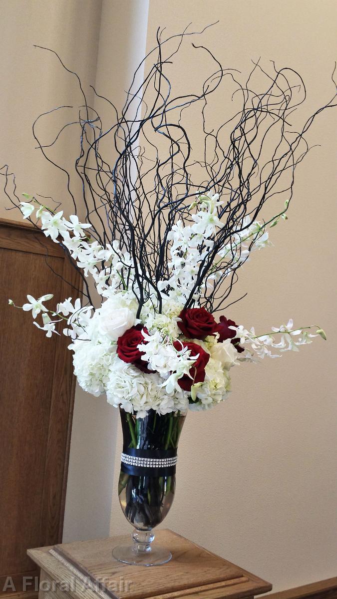 CF0673-Elegant Black, Red and White Ceremony Arrangement