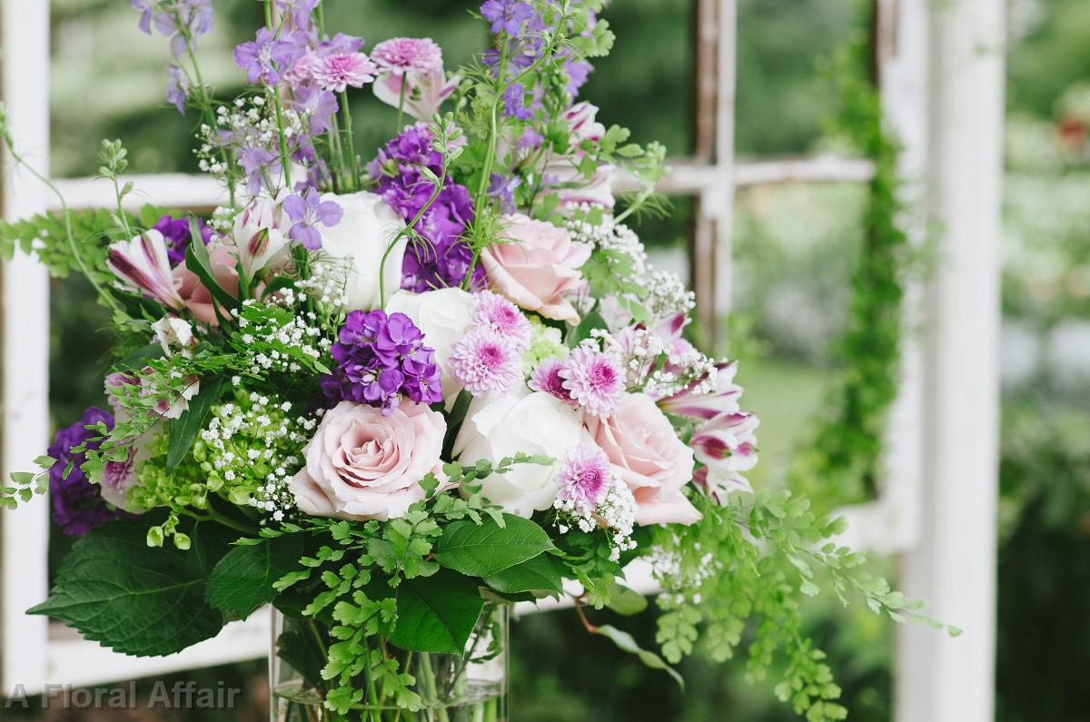 CF0758c-Mauve and Lavender Wedding Ceremony Arrangement