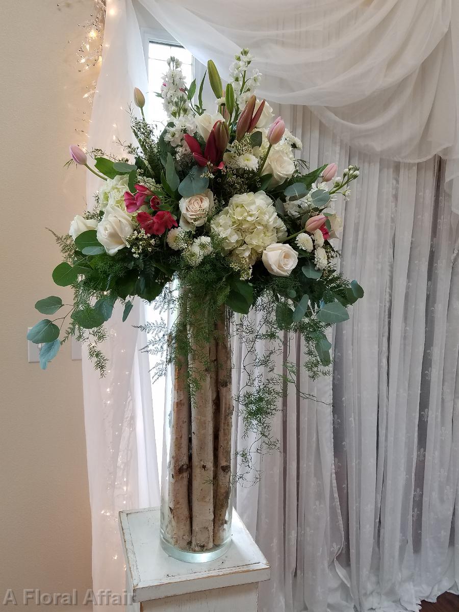 CF0886-Pink and White Indoor Garden Ceremony Arrangement