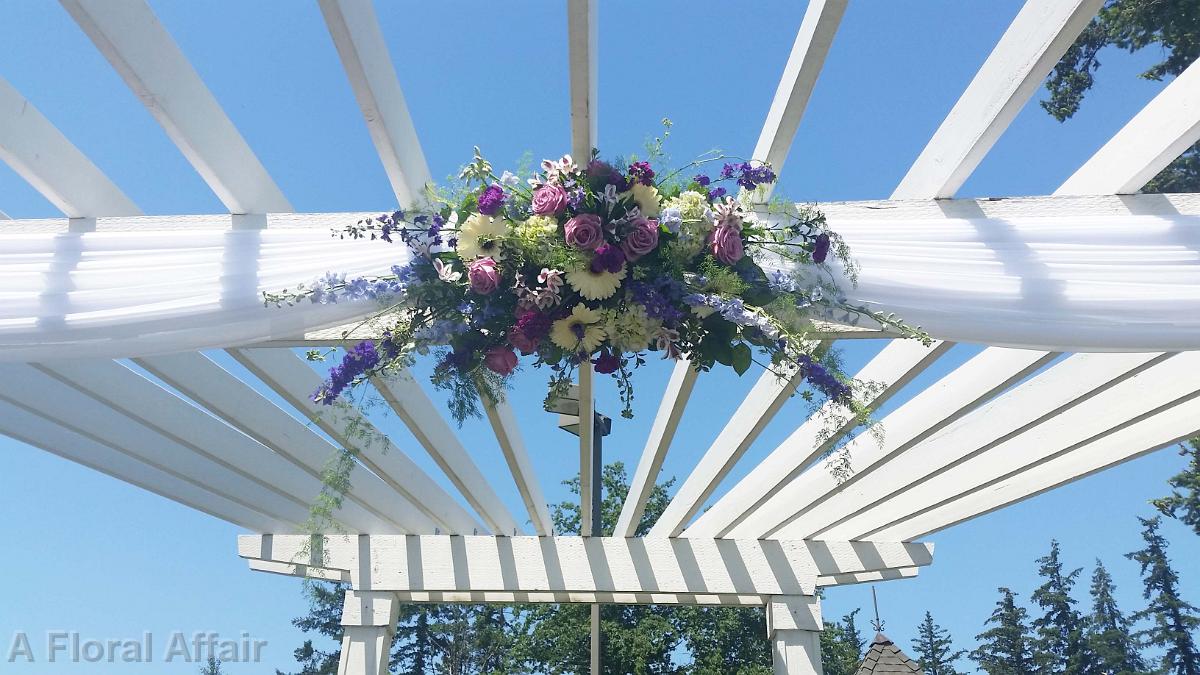 CF0828-Purple and White Wedding Arch Floral Spray