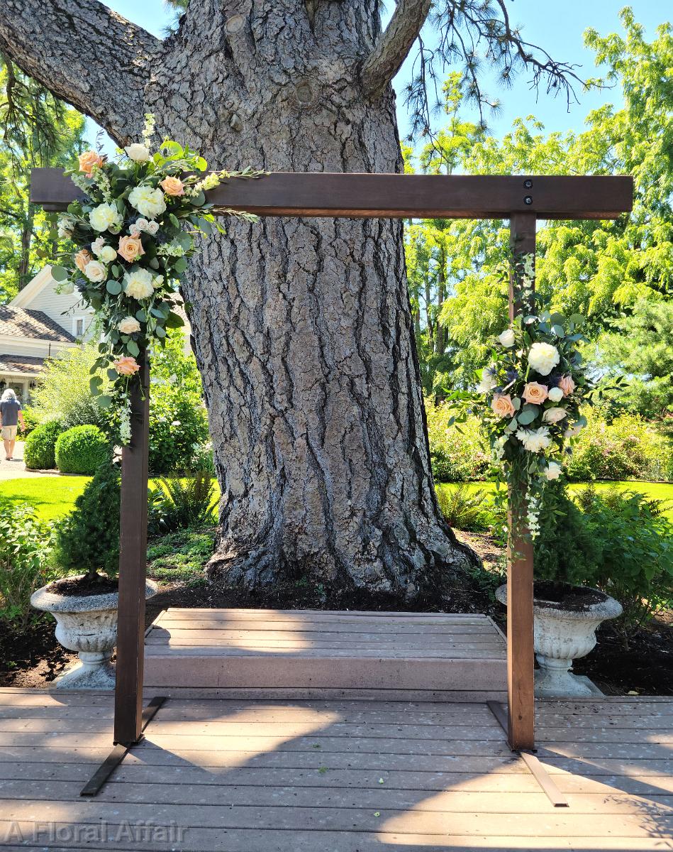 CF9329-Rustic Arbor with Cream and Pale Orange Flowers