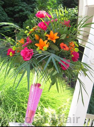 RF0946-Bright Orange, Hot Pink and Lime Green Summer Fun Tall Centerpiece