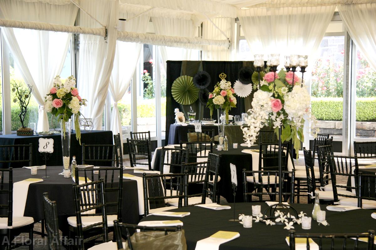 RF1093-Pink, Green, White, and Black, Elegant Garden Tall Centerpieces