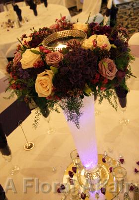 RF1045-Purple, Lavender and Ivory Romantic Modern Tall Centerpiece