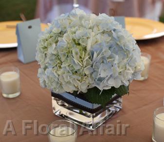 RF0312-Low Cornflower Blue Hydrangea Centerpiece