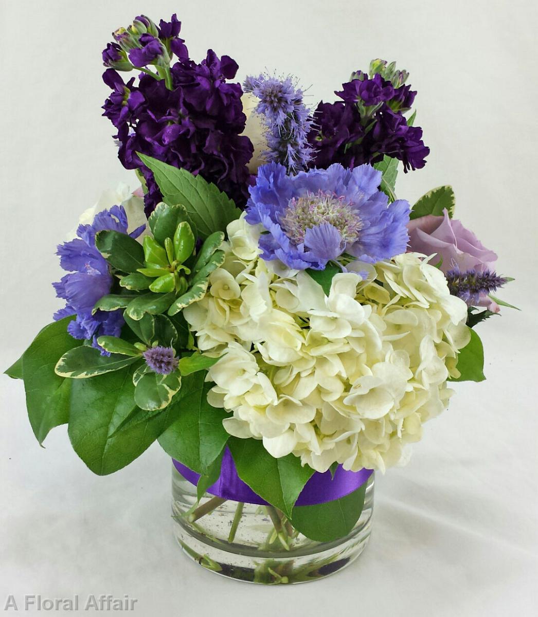 RF1282-Round Purple and White Garden Centerpiece