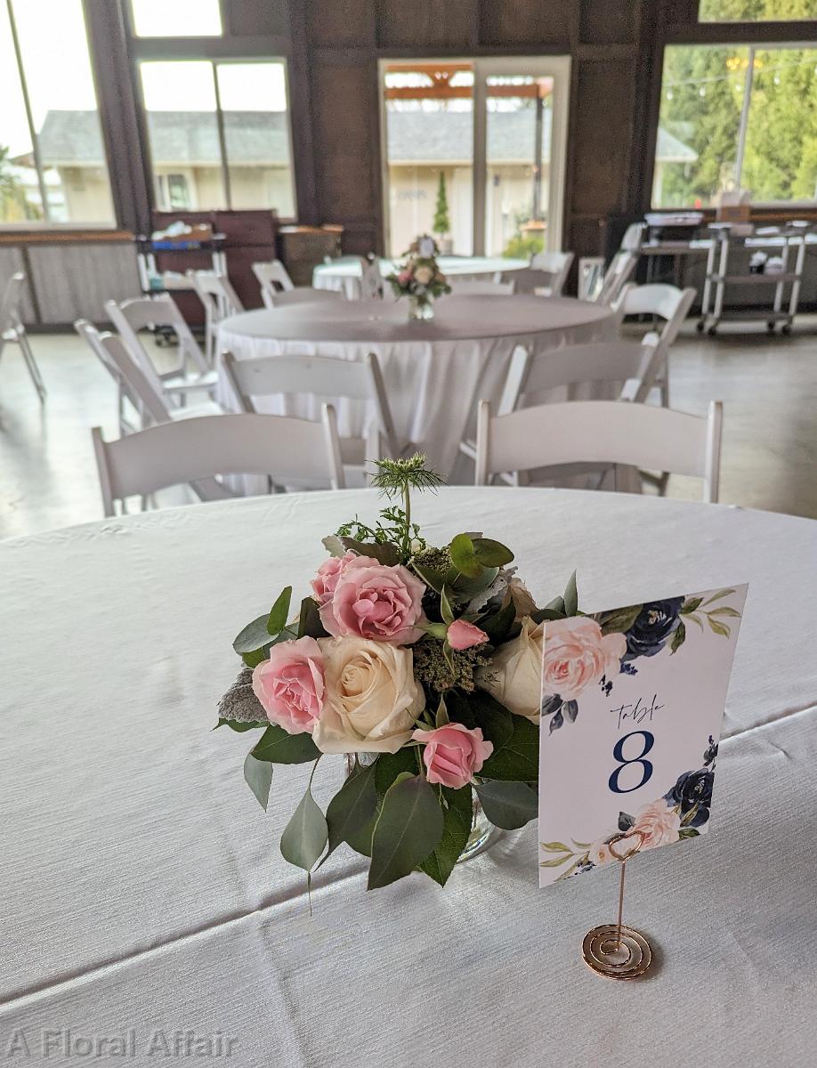 RF1550 - Low blush and white centerpiece in cylinder vase