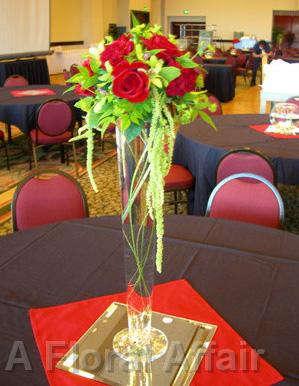 RF0771-Crimson Red and Lime Green, Stylish, Modern Tall Centerpiece