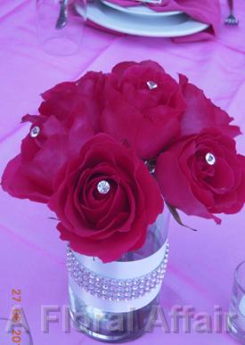 RF0415-Rhinestone and Rose Centerpiece