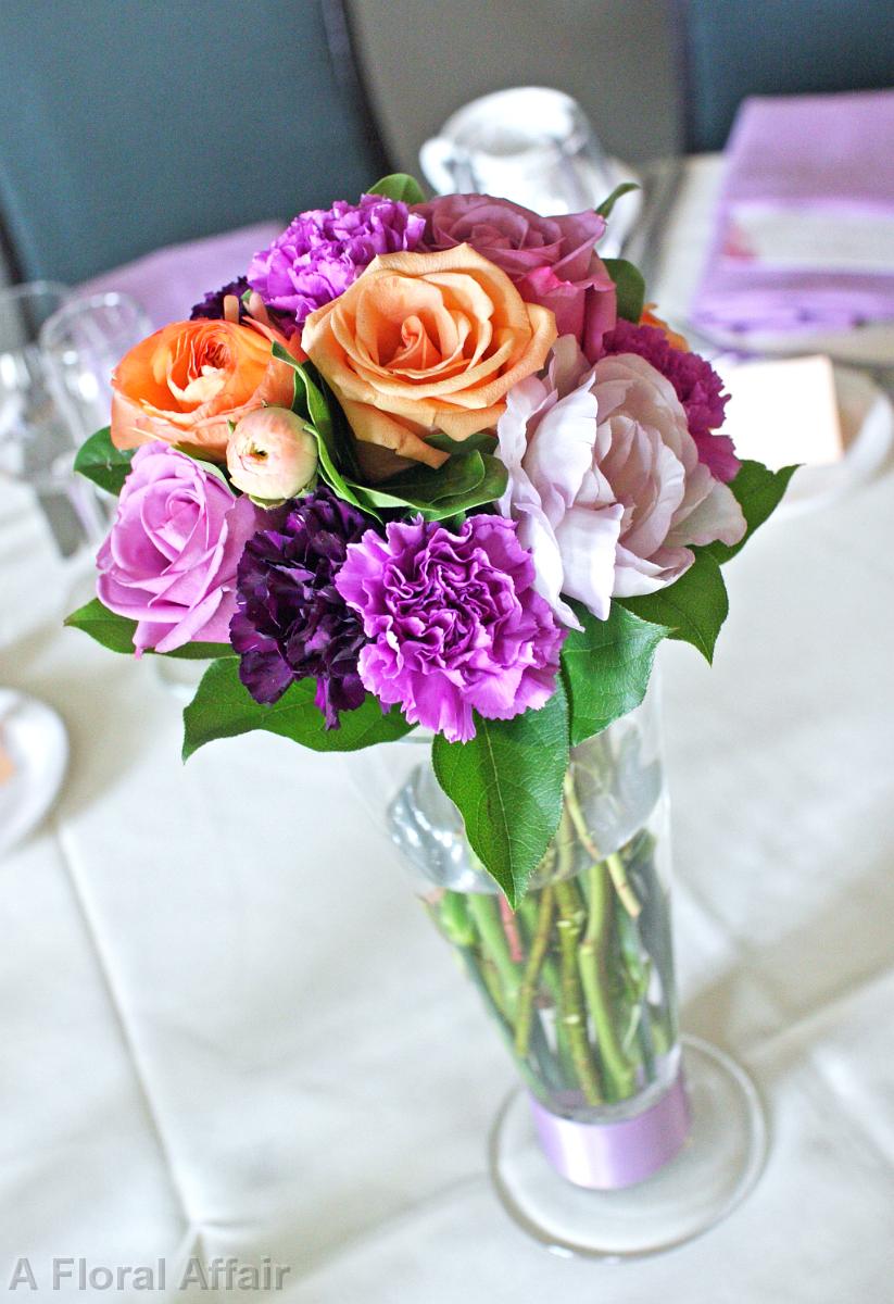 RF0479-Romantic Lavender and Apricot Centerpiece