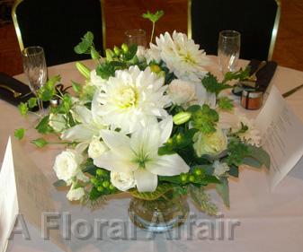 RF0864-Elegant Garden White and Green Centerpiece