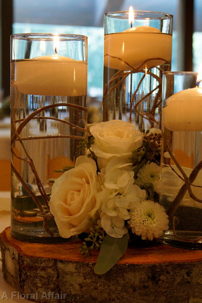 RF1189-Rustic Floating Candle Centerpiece