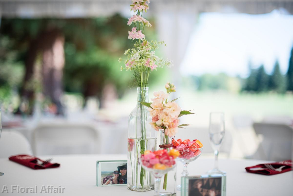 RF1331-Vintage Bottle Centerpiece in Blush and PEach