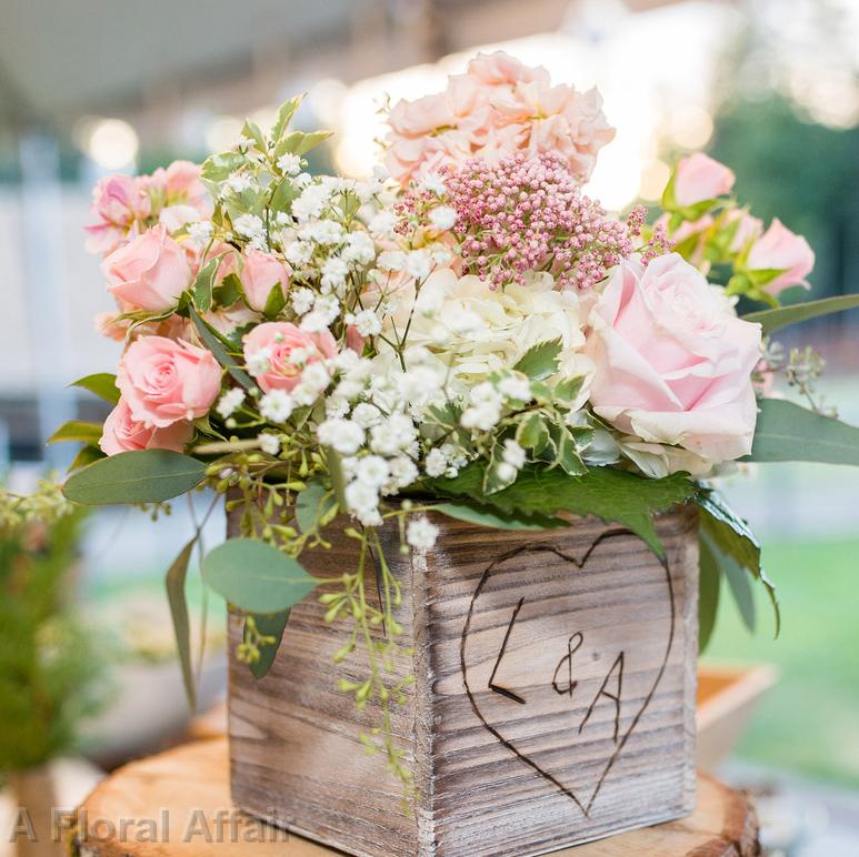 RF1333-Wood Burned Box Centerpiece