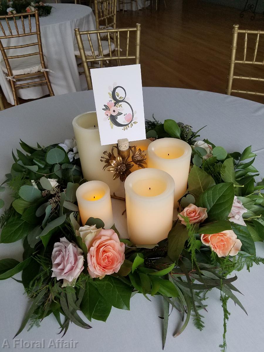 RF1375-Romantic Candle and Greenery Centerpiece