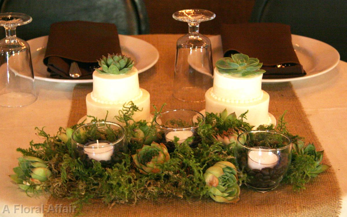 FT0704-Bride and Grooms Mini Cakes with Succulents