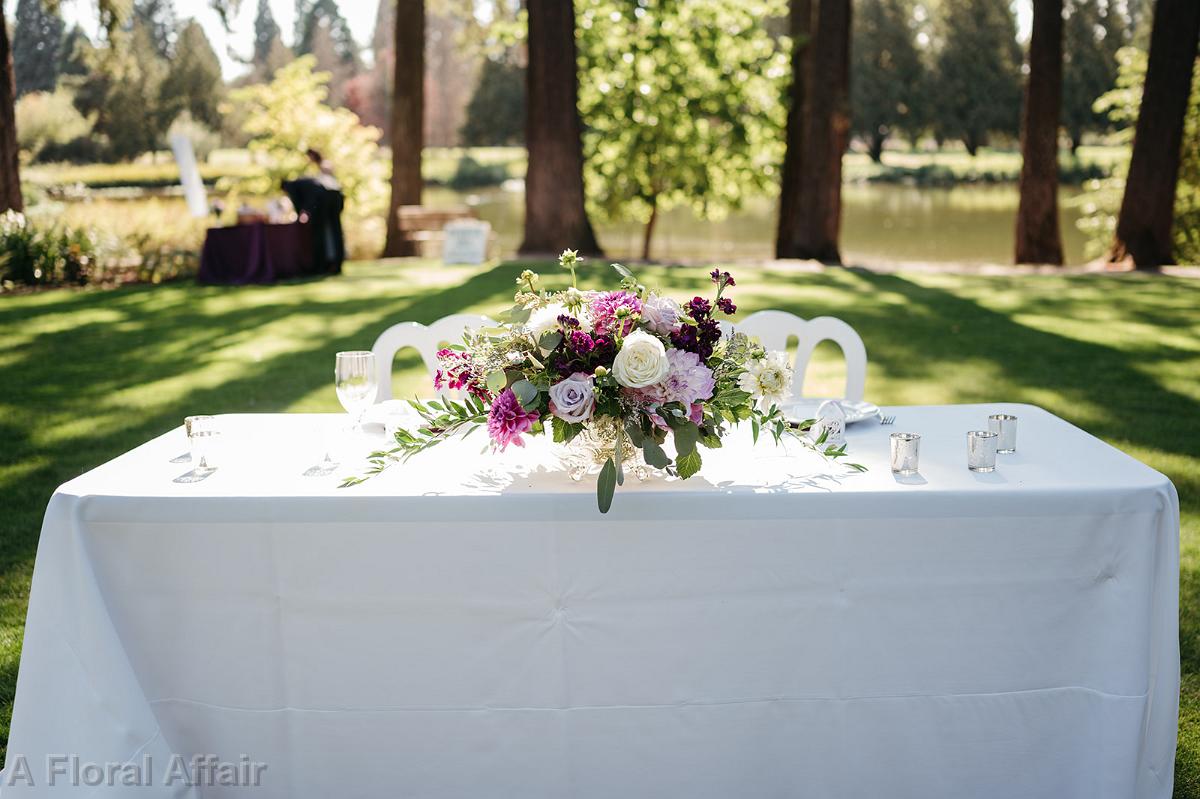 RF1531- Purple and Lavender Sweetheart Table Arrangement