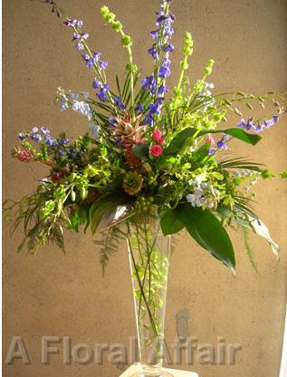 RF0911-Pink, Blue and Green Tropical Garden Tall Centerpiece