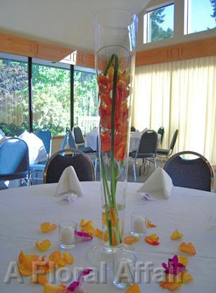 RF0938-Orange and Purple Contemporary Fun Tall Centerpiece