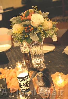 RF1029-Apricot and Ivory, Romantic Garden Tall Centerpiece