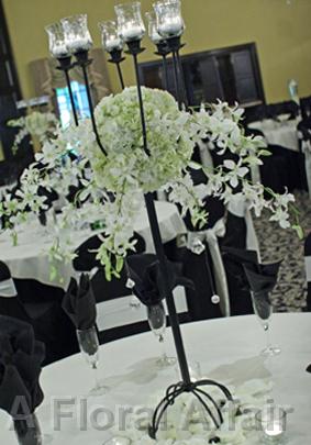 RF1035-White, Simple and Contemporary Tall Candelabra Centerpiece