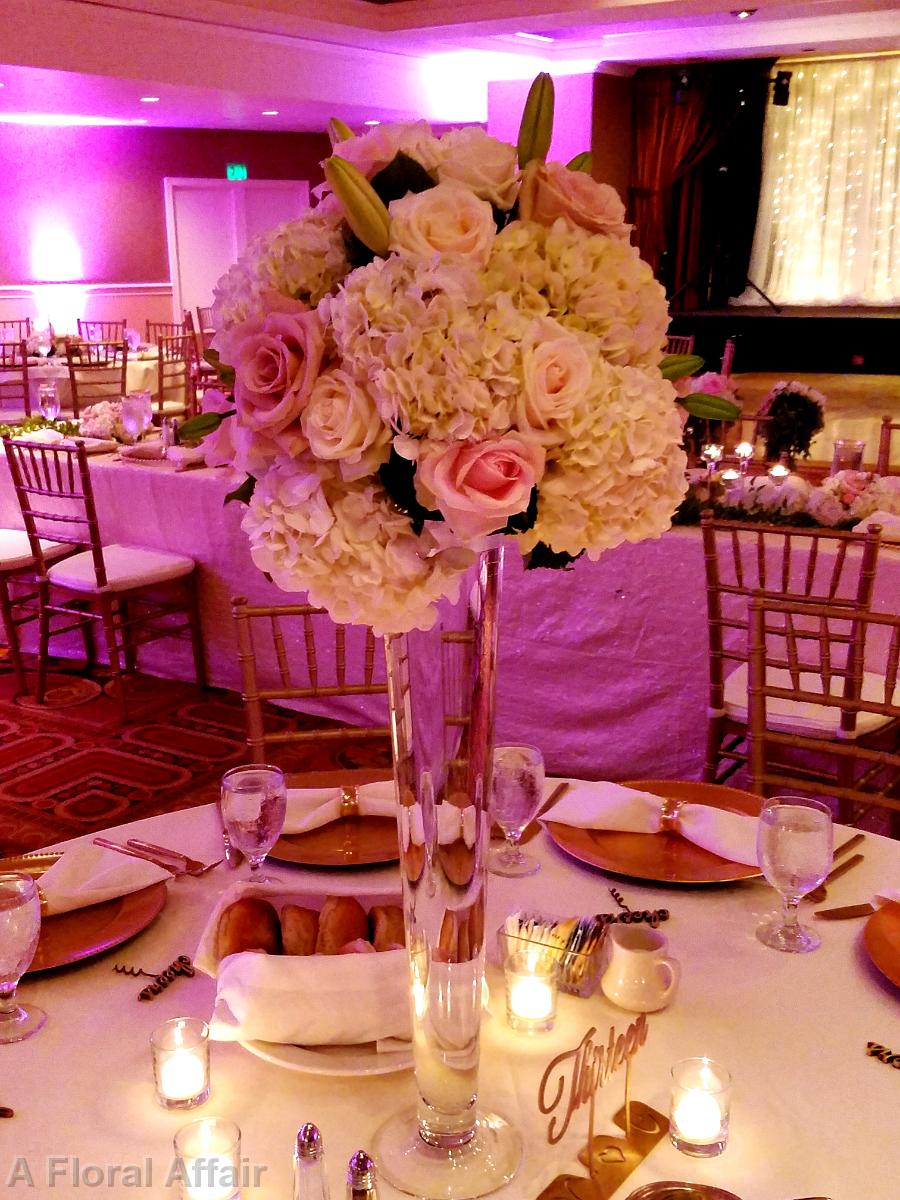 RF1323-Tall Romantic Blush and White Centerpiece