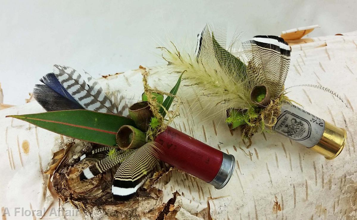 BF0744-Shot Gun Shell Boutonnieres with Duck Feathers