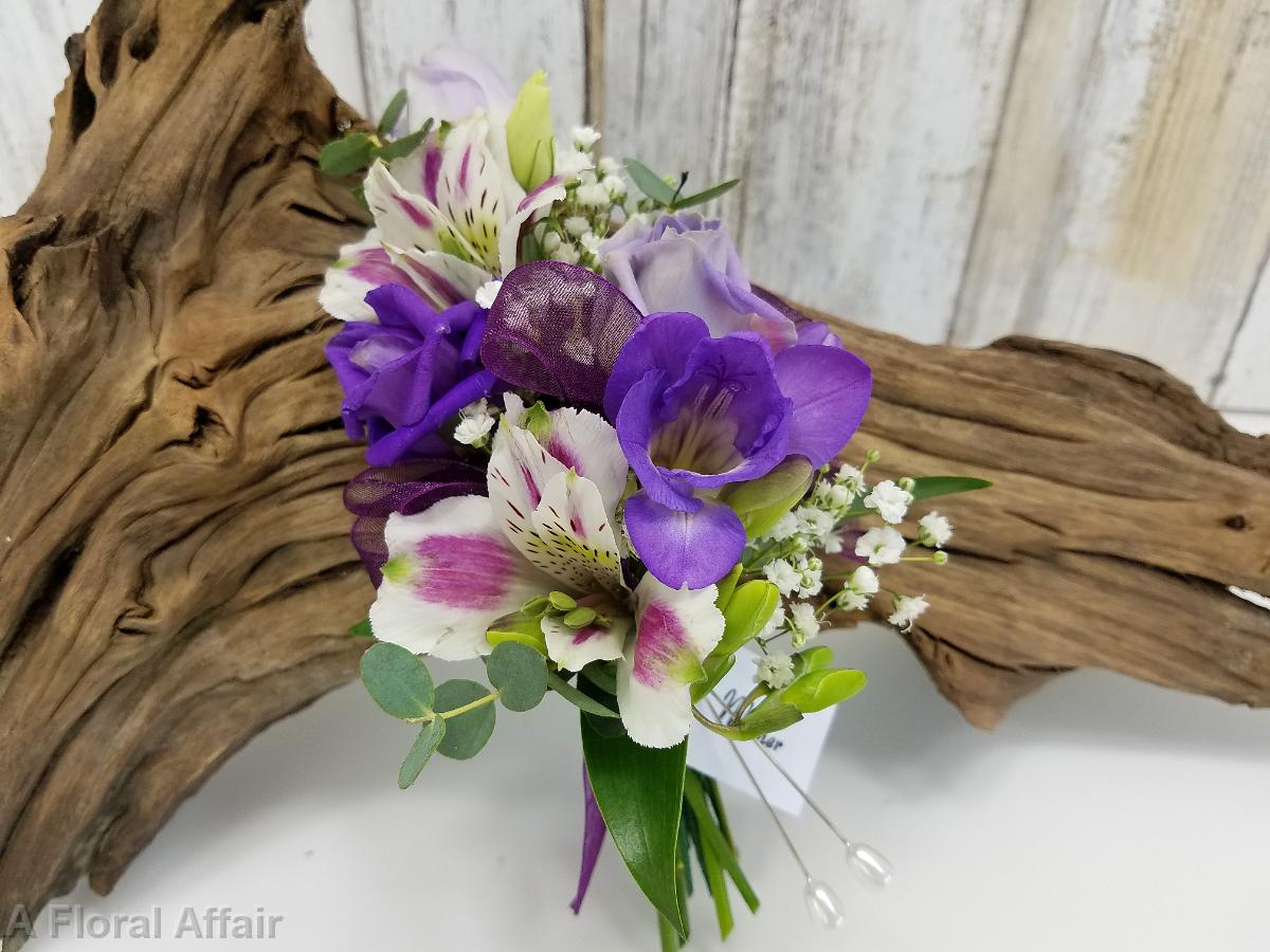 BF0753-Purple Freesia and Alstromeria Corsage