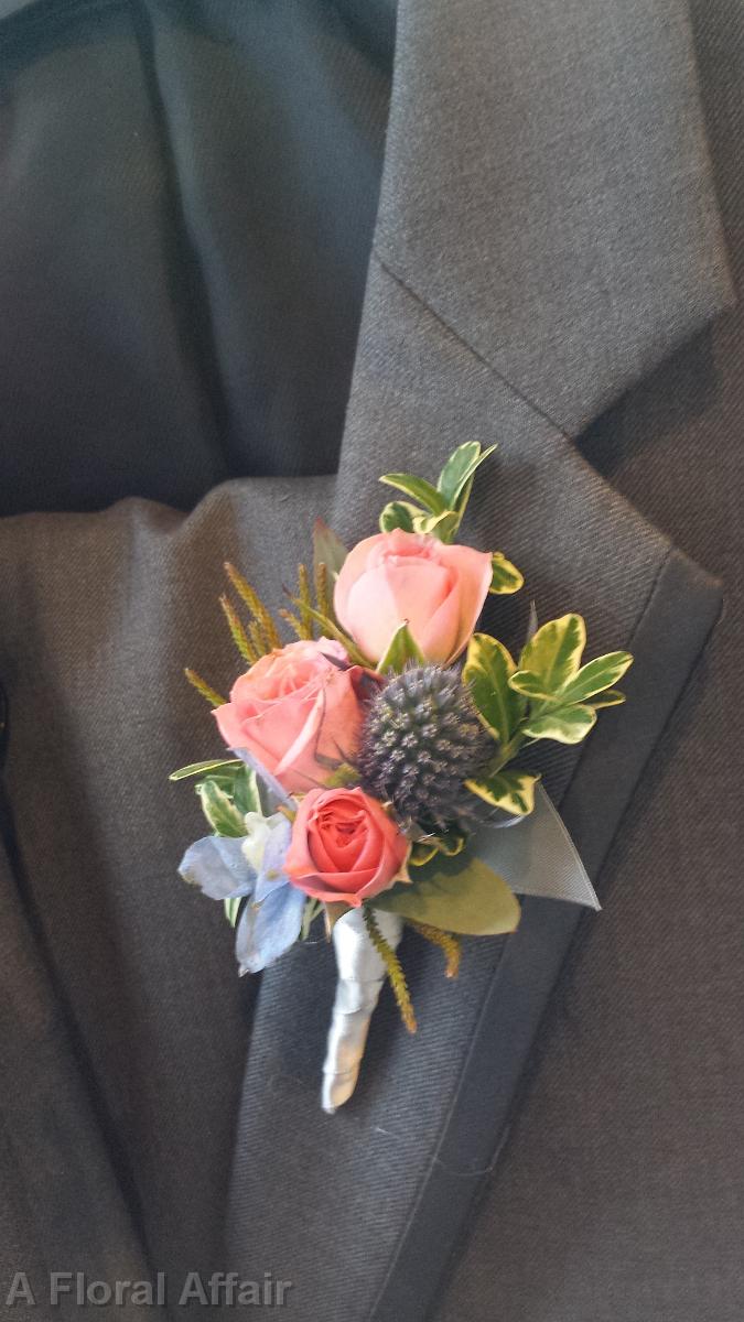 BF0645-Natural Chic Blush Pink and Blue Boutonniere